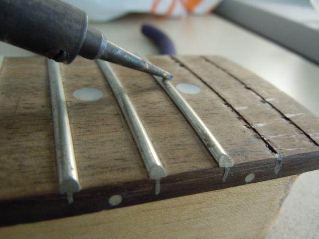 Soldering iron on frets